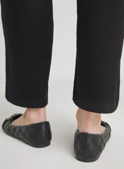 SIMPLY BE Toe Cap Hardware Detail Ballerina In Wide Fit Black 8