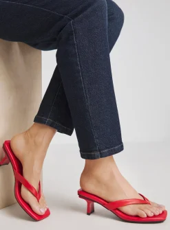 SIMPLY BE Toe Post Kitten Heel In Extra Wide Fit Red 5