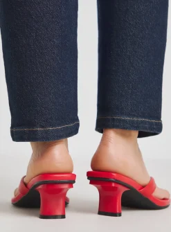 SIMPLY BE Toe Post Kitten Heel In Extra Wide Fit Red 5