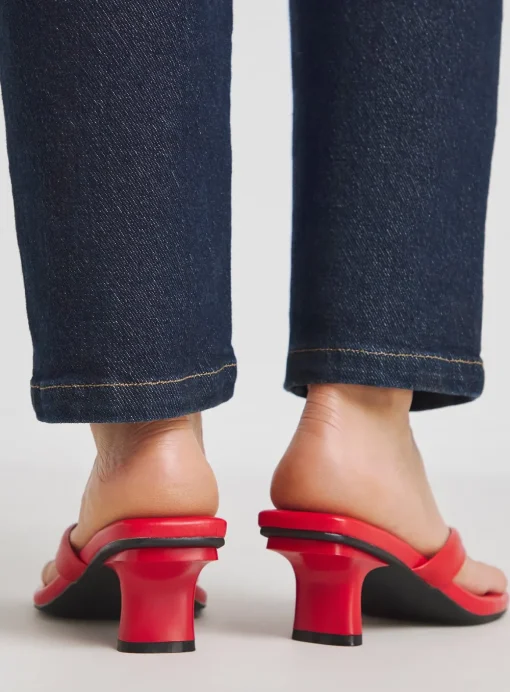 SIMPLY BE Toe Post Kitten Heel In Extra Wide Fit Red 5