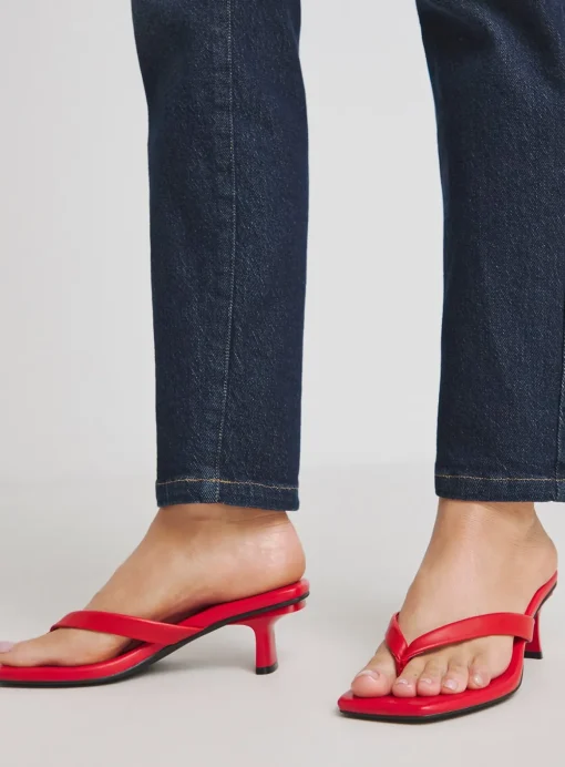 SIMPLY BE Toe Post Kitten Heel In Extra Wide Fit Red 5