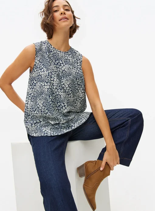 Sleeveless Floral Print Shell Top 10