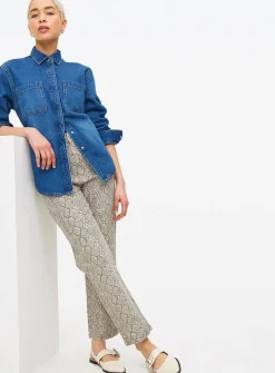 Snake Printed Denim Relaxed Straight Jeans 20L