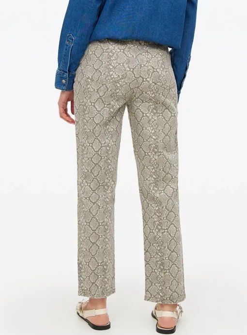 Snake Printed Denim Relaxed Straight Jeans 20L