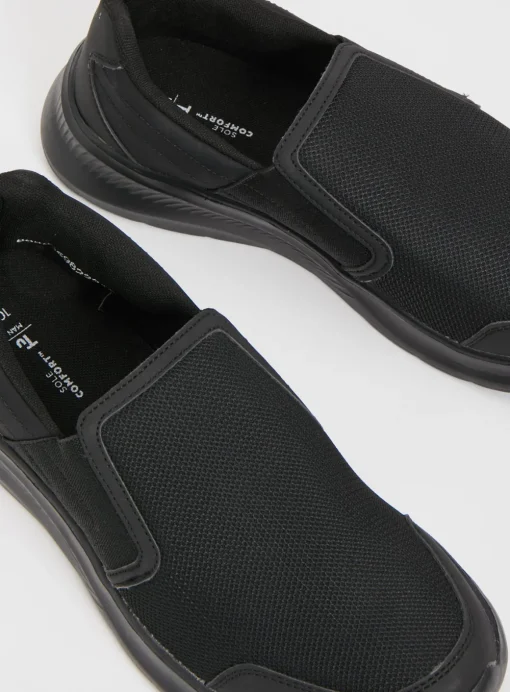 Sole Comfort Black Mesh Slip On Shoes 7