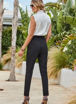 SOSANDAR Black Tailored Trousers With Pockets 18R