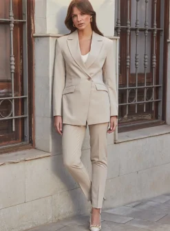 SOSANDAR Natural Slim Leg Trousers 20