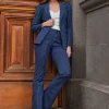 SOSANDAR Navy Blue Pinstripe Kickflare Jean 18
