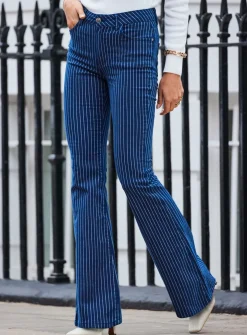 SOSANDAR Navy Blue Pinstripe Kickflare Jean 18