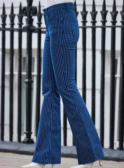 SOSANDAR Navy Blue Pinstripe Kickflare Jean 18