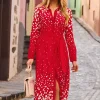 SOSANDAR Red & White Geometric Print Shirt Dress 12
