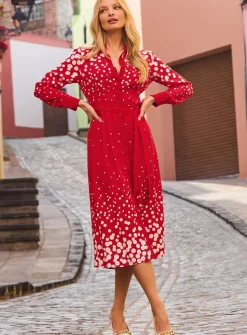 SOSANDAR Red & White Geometric Print Shirt Dress 12