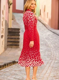 SOSANDAR Red & White Geometric Print Shirt Dress 12