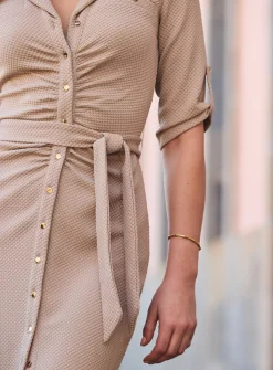 SOSANDAR Stone Textured Midi Shirt Dress 8