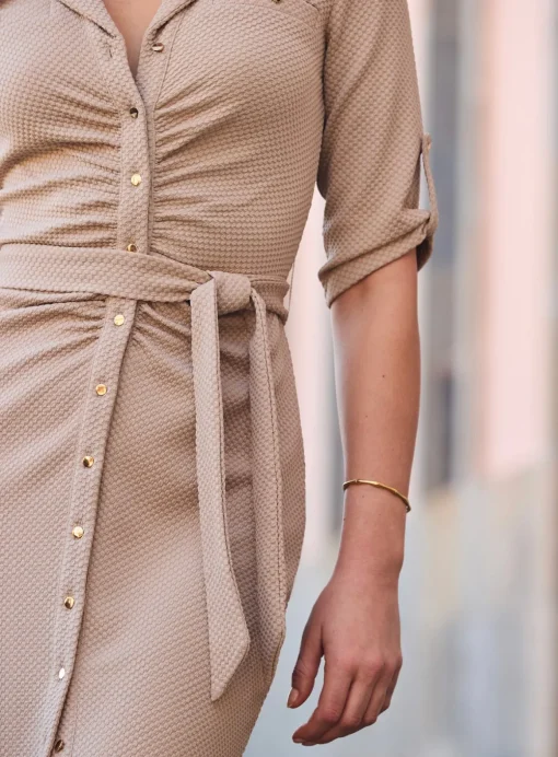 SOSANDAR Stone Textured Midi Shirt Dress 8