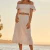 SOSANDAR White Broderie Detail Belted Bardot Dress 12