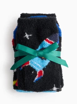 Space Pizza Printed Cosy Socks 2 6-8.5