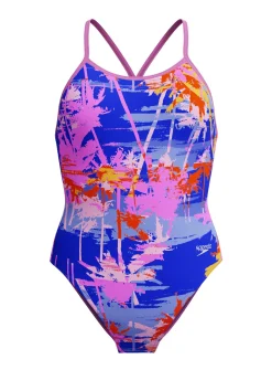 SPEEDO Girls Allover Digital V Back Swimsuit 15-16 years