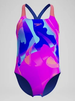 SPEEDO Girls Digital Allover Powerback Swimsuit 15-16 years