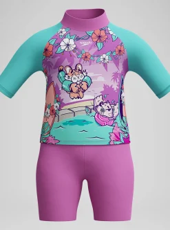SPEEDO Girls Learn To Swim Sun Protection Rash Vest & Swim Short 5 years
