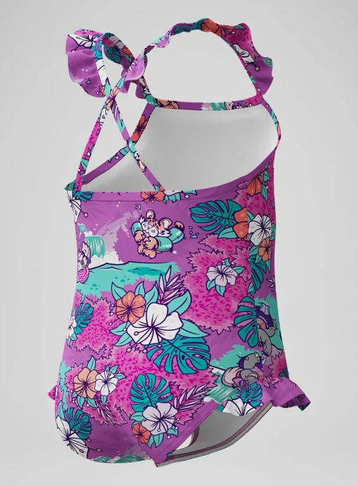 SPEEDO Girls Learn To Swim Printed Frill Thinstrap Swimsuit 6 years