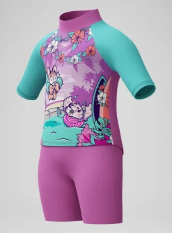SPEEDO Girls Learn To Swim Sun Protection Rash Vest & Swim Short 5 years