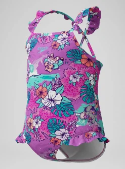 SPEEDO Girls Learn To Swim Printed Frill Thinstrap Swimsuit 6 years
