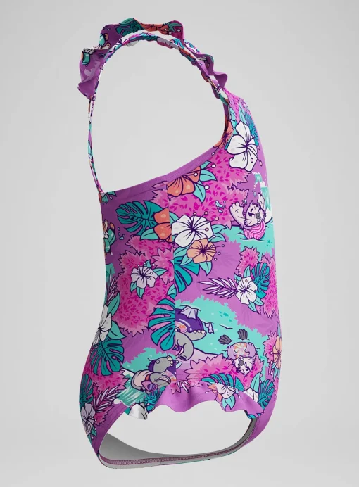 SPEEDO Girls Learn To Swim Printed Frill Thinstrap Swimsuit 6 years