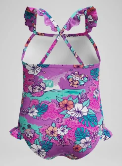 SPEEDO Girls Learn To Swim Printed Frill Thinstrap Swimsuit 6 years