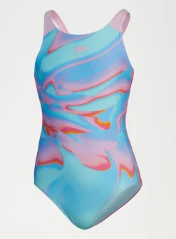 SPEEDO Girls Printed Pulseback Swimsuit 5-6 Years
