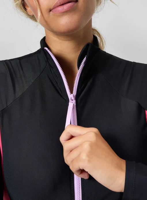 SPEEDO Long Sleeve Zip Colorblock Swimsuit XS