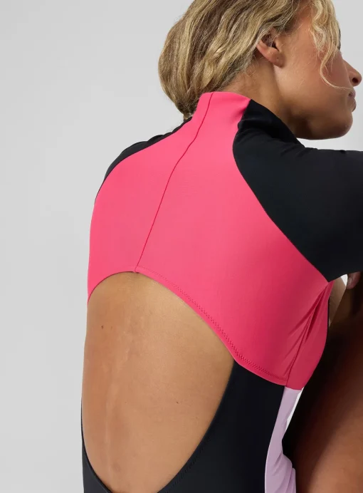 SPEEDO Long Sleeve Zip Colorblock Swimsuit XS
