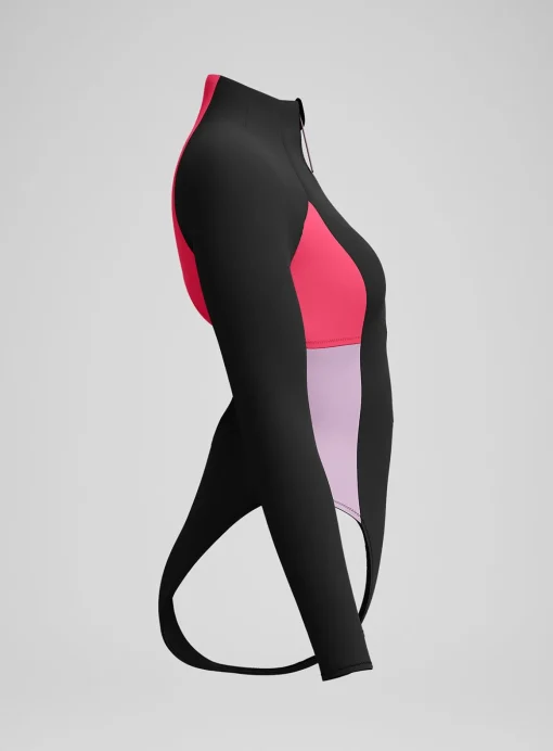 SPEEDO Long Sleeve Zip Colorblock Swimsuit XS