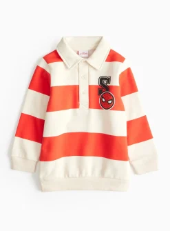 Spider-Man Print Striped Rugby Shirt 1-2 years