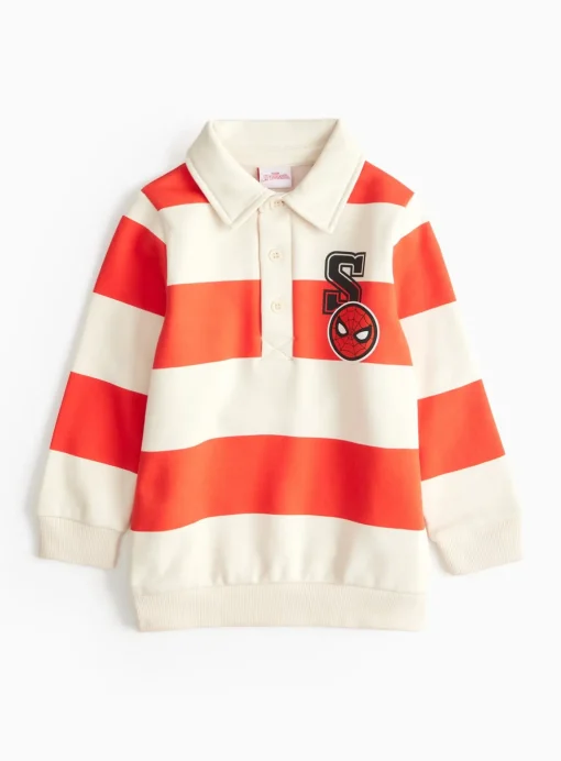 Spider-Man Print Striped Rugby Shirt 1-2 years