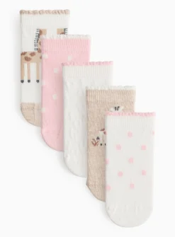 Spot & Giraffe Print Socks 5 Pack 1-6 months