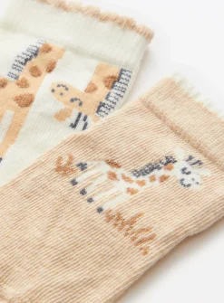 Spot & Giraffe Print Socks 5 Pack 1-6 months