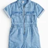 Star Print Short Sleeve Denim Playsuit 8 years