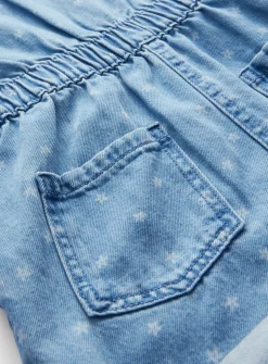 Star Print Short Sleeve Denim Playsuit 8 years