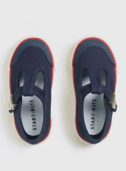 START-RITE Anchor Navy T Bar Canvas Shoes 6 Infant