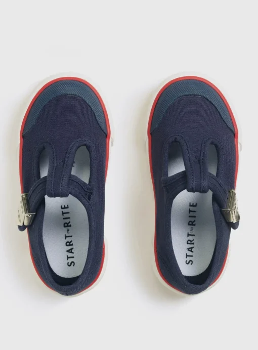 START-RITE Anchor Navy T Bar Canvas Shoes 6 Infant