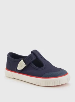 START-RITE Anchor Navy T Bar Canvas Shoes 6 Infant