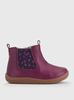 START-RITE Avenue Red/Plim Leather Zip Up First Chelsea Boots 8 Infant