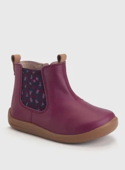 START-RITE Avenue Red/Plim Leather Zip Up First Chelsea Boots 8 Infant