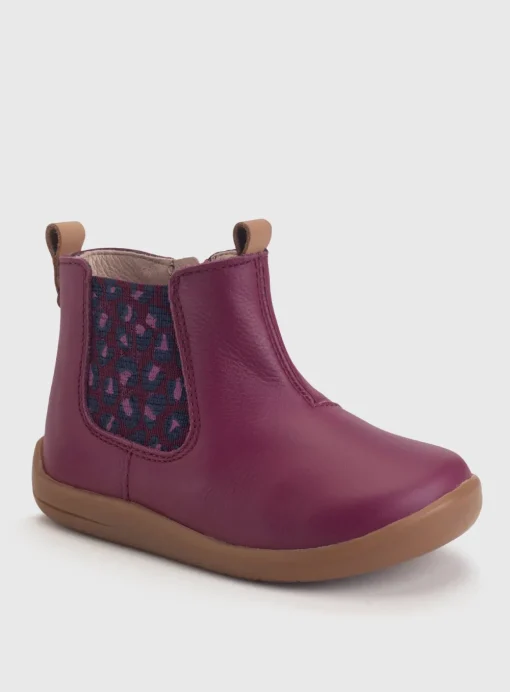 START-RITE Avenue Red/Plim Leather Zip Up First Chelsea Boots 8 Infant