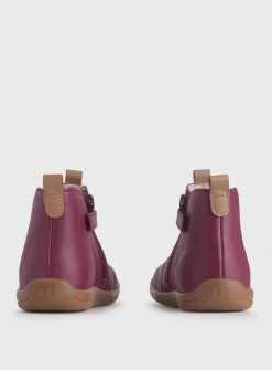 START-RITE Avenue Red/Plim Leather Zip Up First Chelsea Boots 8 Infant