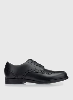 START-RITE Brogue Jnr Black Leather Lace Up School Shoes 3