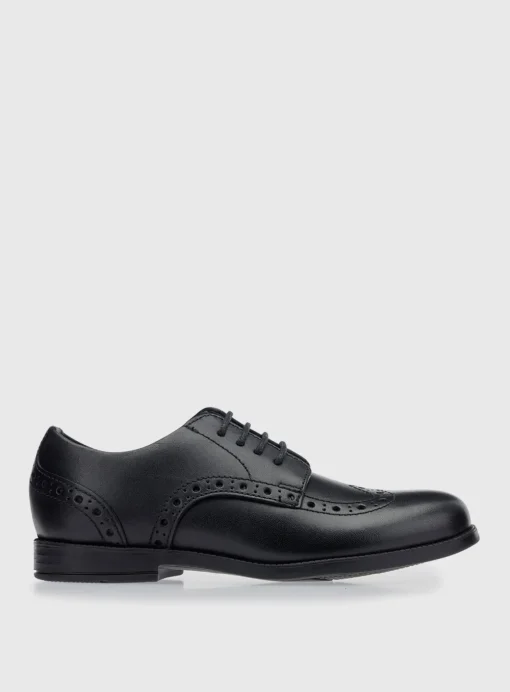 START-RITE Brogue Jnr Black Leather Lace Up School Shoes 3