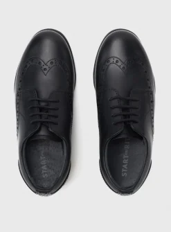 START-RITE Brogue Jnr Black Leather Lace Up School Shoes 3