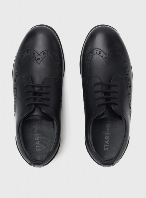 START-RITE Brogue Jnr Black Leather Lace Up School Shoes 3
